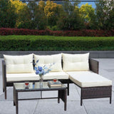 ZNTS Outdoor patio Furniture sets 3 piece Conversation set wicker Ratten Sectional Sofa With Seat W209P162639