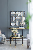 35.6" in Eclectic Styling Metal Beaded Black Wall Mirror with Contemporary Design for W2078124371