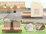 Brown Kids Patio Lounge Chair with Cup Holders and Awning 08669728
