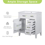30" Bathroom Vanity without Sink, Cabinet Base Only, Bathroom Cabinet with Drawers, Solid Frame and WF321000AAK