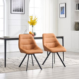 Dining Chair,Thickened fabric chairs with metal legs Set of 2,Brown W1249P243513