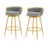 Swivel Counter Height Bar Stools Set of 2,31.5"Bar Height Stools with Hand-Woven Backrest & Gold N762P216979E
