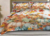 3PCS Colorful Oil Painting Pumpkin Pattern Quilt Set King Size for All Seasons Flower Fall Leaves 46542620