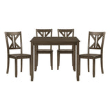 Charcoal Brown Finish 5PC Dining Set Table and 4 Side Chairs X-Back Design Kitchen Dining Furniture B011P170600