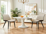 Khaki Grey PU Leather Dining Chair with Metal Legs, Wave Pattern Upholstered Armless Chair Set of T3967P409194