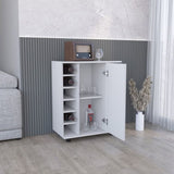 Lothian Bar Cart with Casters, 2-Side Storage Shelves and 6-Wine Bottle Rack B200P188869