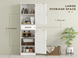 67" Tall Farmhouse Linen Closet, Bathroom Storage Cabinet with Barn Doors, Drawer & Adjustable 90737388