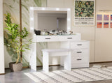 White color adjustable dressing table with 5 drawers W2139P179897