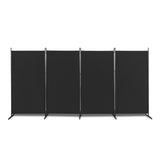 ZNTS 6FT 4-Fold 160g Polyester Fabric Plastic Foot Carbon Steel Frame Foldable Screen Black 26089175