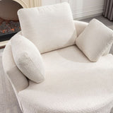 Oversize Round Swivel Chair Cozy Club 360 degrees Swivel Sofa with 3 Pillows Fabric for Living Room W2231P143513