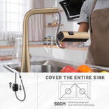 Brushed Gold Waterfall Kitchen Faucet with Temperature Display, Single Handle Kitchen Faucet with W1217P146518
