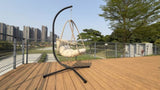 Swing Egg Chair with Stand Indoor Outdoor Wicker Rattan Patio Basket Hanging Chair with C Type W2707P296436