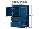 2-Drawer 2-Cabinet-Door Vertical-Grain MDF Painted Bathroom Cabinet 23.62*11.81*43.31in Blue 76060550