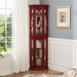 Corner Curio Cabinet Lighted Corner Display, Display Shelf Shelving Bar cabinet with Tempered W2275P177189