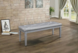 Modern Glam Silver Finish 1pc Bench Tufted Seat Foam Cushioned Faux Leather Upholstery Bedroom B011P175769