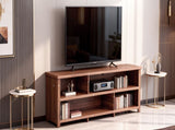 Dark Brown Particle Board TV Stand, 70.07"15.75"24.4" Double Layer Entertainment Center with Open 05126752