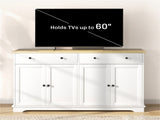 White Modern Sideboard, Buffet Cabinet with Storage Drawers & Adjustable Shelves for Living Room, 43250078