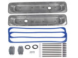 Polished Short Finned Center Bolt Valve Covers w/ Gasket Fit for SBC 1987-1997 Small Block Chevy 70073957