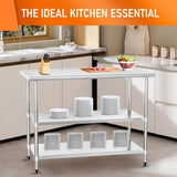 Stainless Steel Table for Prep & Work 24" X 60" inches with 2 Adjustable Shelf, Commercial W1192P301431