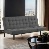 Dark Gray Futon Sofa Biscuit Tufting Seat Back 1pc Sofa Adjustable Headrest Converts to Chaise Couch B2741P314816