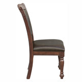 ZNTS Traditional Dining Wooden Side Chairs Set of 2 Brown Cherry Finish Faux Leather Upholstery Home B01149812