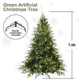 Artificial 7.5ft Green Christmas Tree with 3135 PE/PVC Mixed Branch Tips, 650L warm white led, Steel 11220679