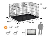 24/30 Inch Dog Crate, Black - Durable Metal Puppy Cage with Removable Tray, Collapsible 71666424