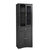 ZNTS Tall Bathroom Storage Cabinet, Cabinet with Four Doors and Drawers, Adjustable Shelf, MDF Board, N725P186649B