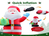 12.6FT Santa with Gift Box Inflatable, 6 LED Lights, 210D Polyester, US Plug 54108835