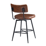 26''Retro Swivel Counter Stools Set of 2,Brown Counter Stools with iron Frame,PU Sponge N780P199991B