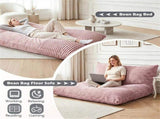 Pink Convertible Corduroy Bean Bag Floor Sofa for Adults, 76.5x55 Inch Sponge Filling Foldable Floor 52620917