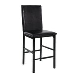 ZNTS Metal Frame Counter Height Chairs Set of 4 Brown Faux Leather Seat Black Metal Finish Dining Chairs B01146335