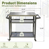 ZNTS 3-Shelf Outdoor Grill Table, Grill Cart with Wheels, Outdoor Pizza Oven and Food Prep Table, W1859P191833