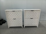 31.5 Inch Retro White Shoe Storage, Mid-Century Vintage Freestanding Shoe, Shoe W1706P311100