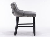 Furniture,Contemporary Velvet Upholstered Wing-Back Barstools with Button Tufted Decoration and 56021290