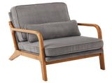 Low Arm Accent Chair - Light Gray Corduroy Upholstered Indoor Lounge Chair, Compact Single Seater 44914714