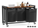 Laundry Hamper with 3 Pull-Out Removable Laundry Bags Clothing Sorter with Shelf and 44076986