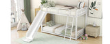 ZNTS Metal Bunk Bed with Slide, Twin over Twin, White MF285671AAK