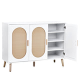 3-door vertical shoe cabinet particle board plastic rattan white frame original wood rattan 17034426