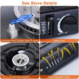 3300W Portable Camping Stove Butane Canister Dual Fuel Burner Piezo Electric Ignition Single Burner 97074926