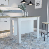 Cala Kitchen Island, Four Legs, Three Shelves -White / Light Oak B20092010