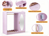 Kids Dress Up Closet with Full-Length Acrylic Mirror, 42" Child-Sized Garment Rack with Cabinet & 75276368
