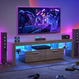 DFW Modern LED TV Stand with Large Storage Drawer for 40 50 55 60 65 70 75 Inch TVs, Brown Wood W2301P308472
