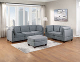 Living Room Furniture Cocktail Ottoman Grey Linen Like Fabric 1pc Plush Ottoman Wooden Legs B011104192