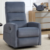 Manual Recliner Chair with Rocker and Swivel in Fabric for Living Room, Blue Grey W3224P289274