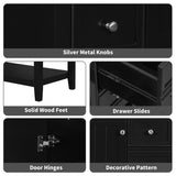 ZNTS 36" Bathroom Vanity without Sink, Cabinet Base Only, One Cabinet and three Drawers, Black WF306244AAB