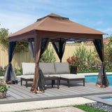 Outdoor 11x 11Ft Pop Up Gazebo Canopy With Removable Zipper Netting,2-Tier Soft Top Event W419104362