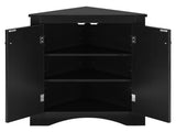 Black Triangle Bathroom Storage Cabinet with Adjustable Shelves, Freestanding Floor Cabinet for Home 62126568