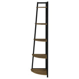 Aged Walnut 5-Tier Corner Bookcase B062P153786