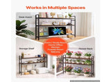 3-Tier Desktop Bookshelf with Metal Frame and Wooden Shelves, Countertop Storage Organizer with 20785994